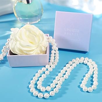 Amazon | S.White 真円 パール 真珠 ロング ネックレス